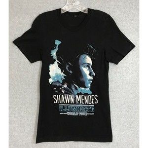 Shawn‎ Mendes Illuminate World Tour T-Shirt Small Black Short Sleeve Cotton